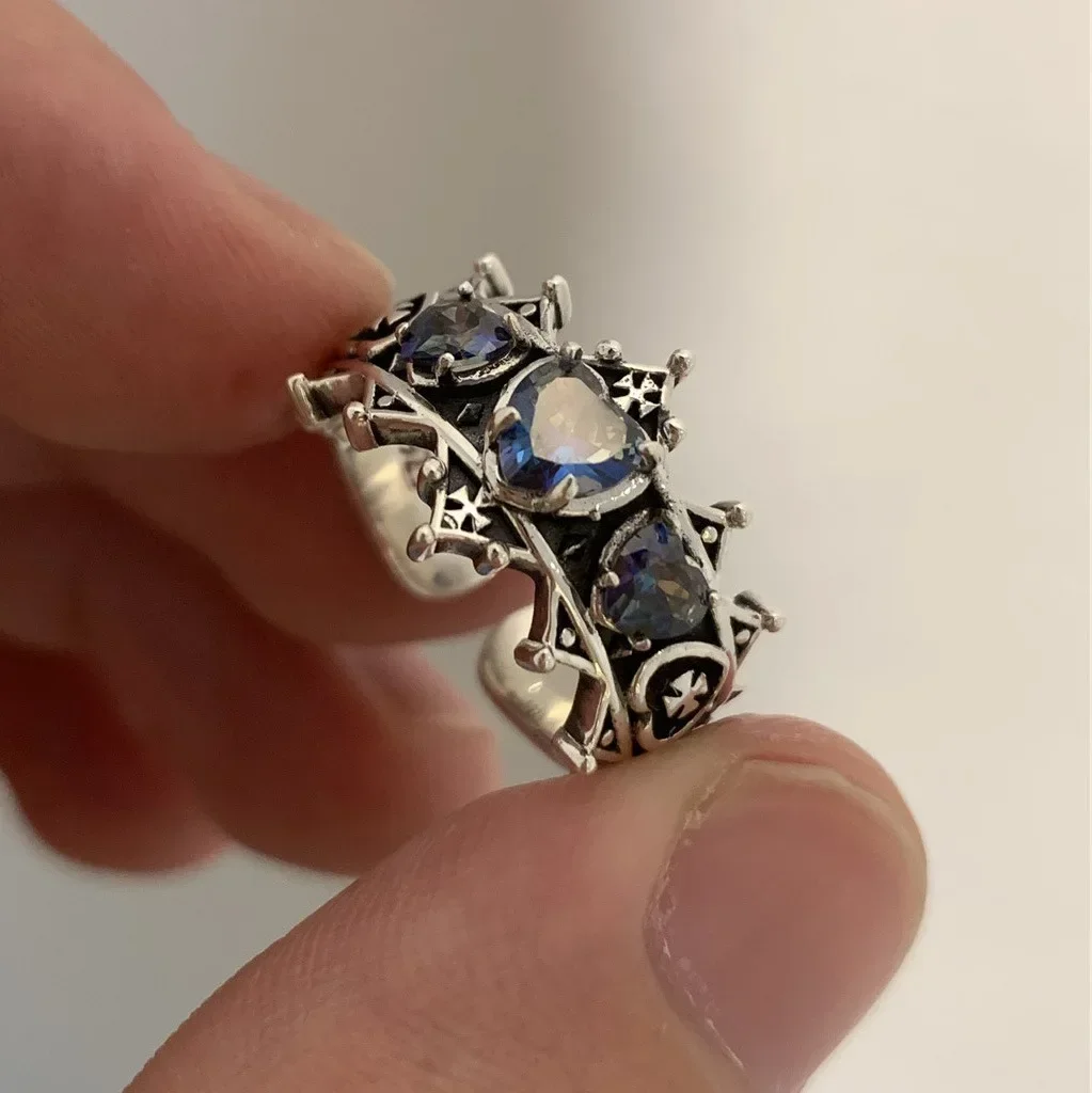 Wedding Rings Finger Rings Engagement Rings Fashion Ring Cross Rings Punk Rings Punk Anillos Mujer Vintage Gothic Love Heart Cross Rings For Women Girls Bridal Wedding
