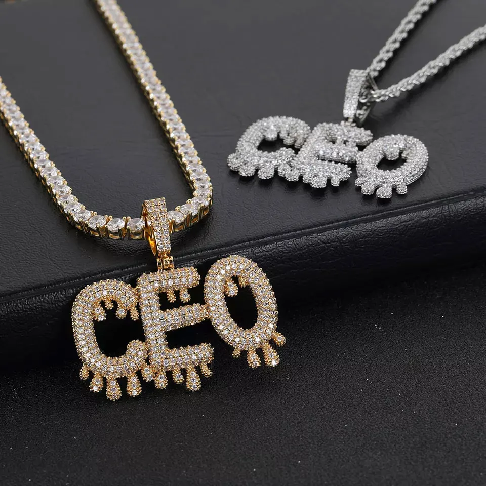 Custom Letter Necklace Men and Women 18K Gold Iced CZ Charm Pendant Personalized Hip Hop Jewelry DIY Bling Initial Name Pendant