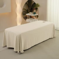 Housse de matelas de massage spa 1 pièce avec trous, en polyester, literie toutes saisons, couleur unie, draps de lit pour salon de beauté 1