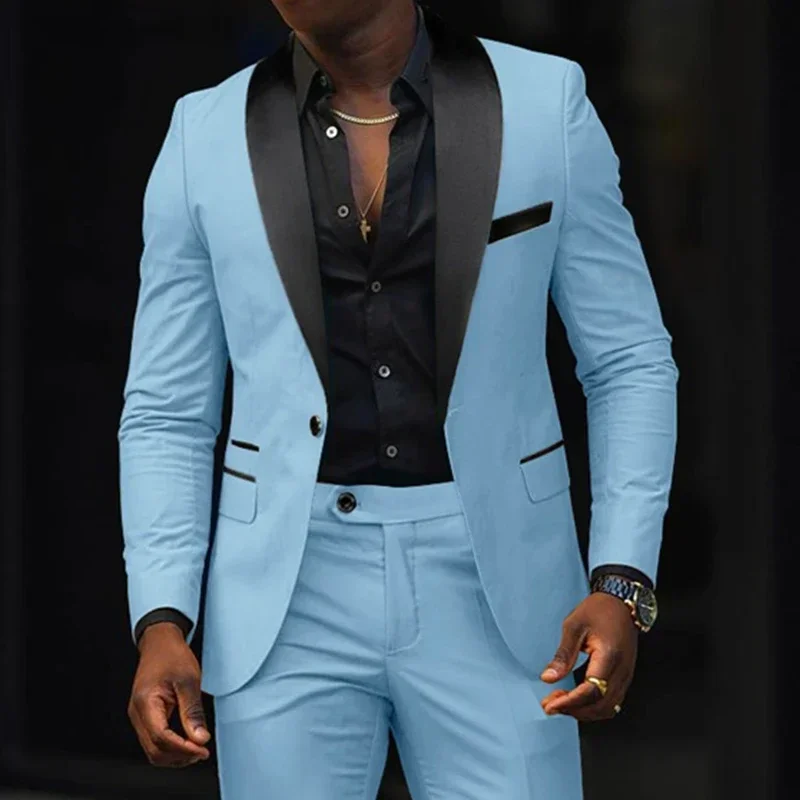 MAGE MALE Abito Da Sposo Slim Fit Con Scialle E Riscalto A Contrasto - Giacca 1 Bottone E Pantalone - 4