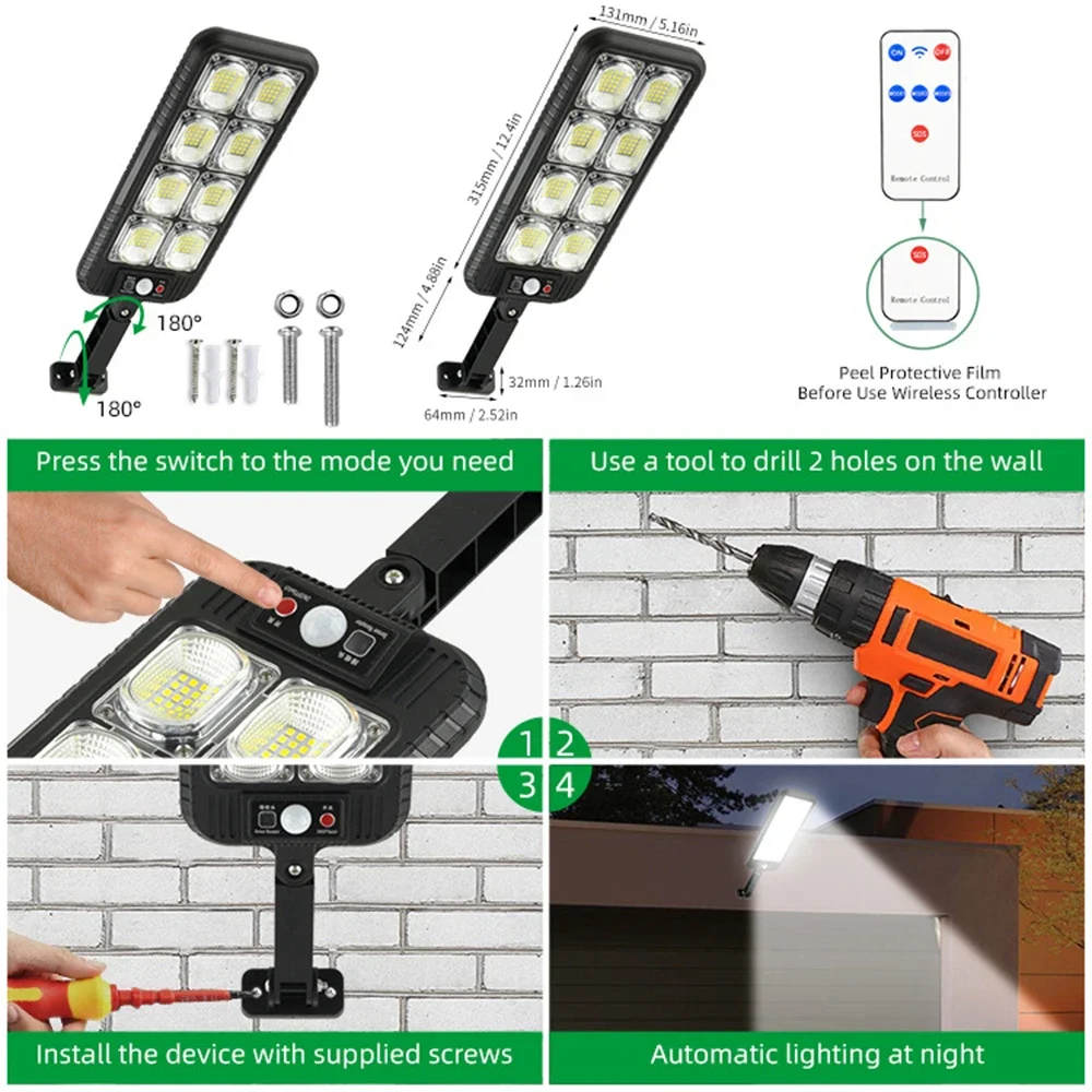 مصباح شمسي LED خارجي مستشعر حركة