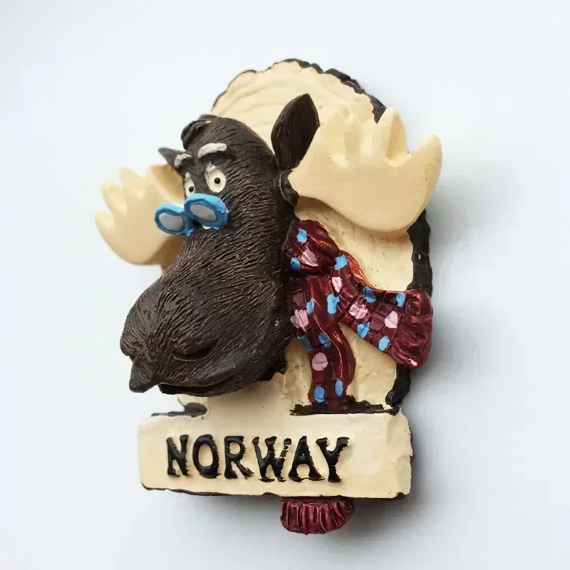 Magnetic Fridge Stickers Norway Nordic Cute Cartoon Animal Polar Bear Elk Fridge Magnets Nordkapp Travel Souvenir Decor