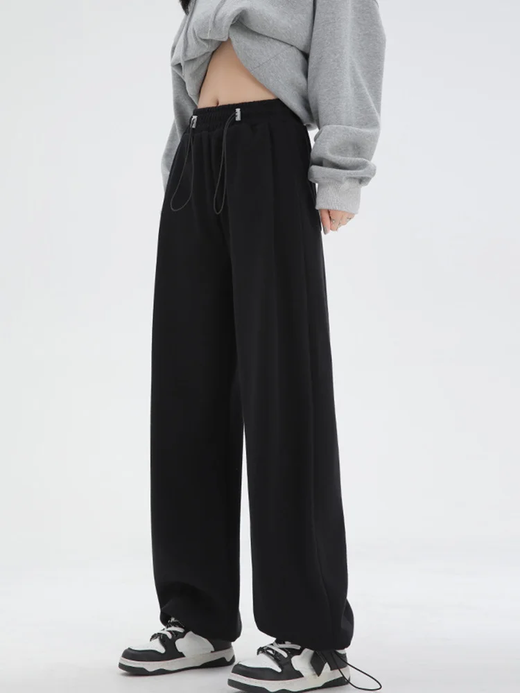 Women Pants 2024 Spring Summer Casual Women Elastic Waist Straight Sprots Trousers Cargo Long Pants Outside Loose Trousers