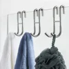 1/2 Pcs Shower Hook 304 Stainless Steel Glass Door Shower Hook Towel Rack Hooks Kitchen Bathroom Frameless Drilling-Free Hanger 3