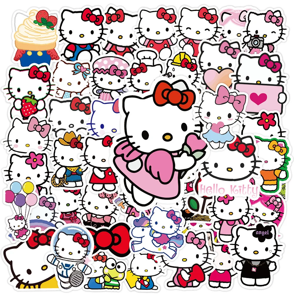 10/30/50pcs Hello Kitty Stickers for Girls Kids Decal Decorative Scrapbooking Guitar Phone Case  Laptop Waterproof Cute Sticker