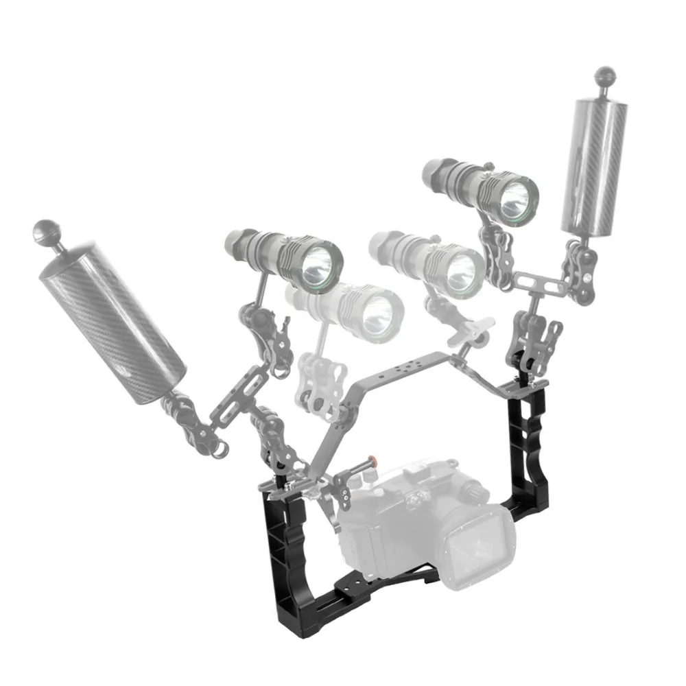 Unterwasser-Doppelgriff-Tray-Halterung Video Light Handgriff-Stabilisator für Gopro 13 für Insta360 x4 DSLR-Camcorder-Tauch koffer – Detail 18