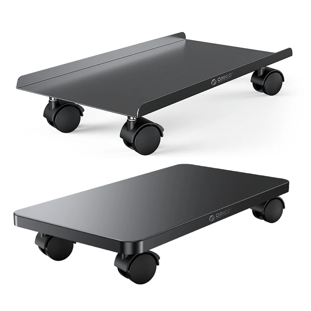 Steel Computer Tower Stand with Locking Rolling Caster Computer Trolley Stand PC Cart for Most Tower Gaming PC ATX Case
