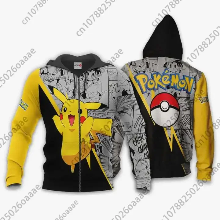 

2024 Pokemon Pikachu 3d Print Hoodie Men Women Casual Sweatshirt Zipper Y2K Hoodie Fashion Streetwear Pullover Hoodie
