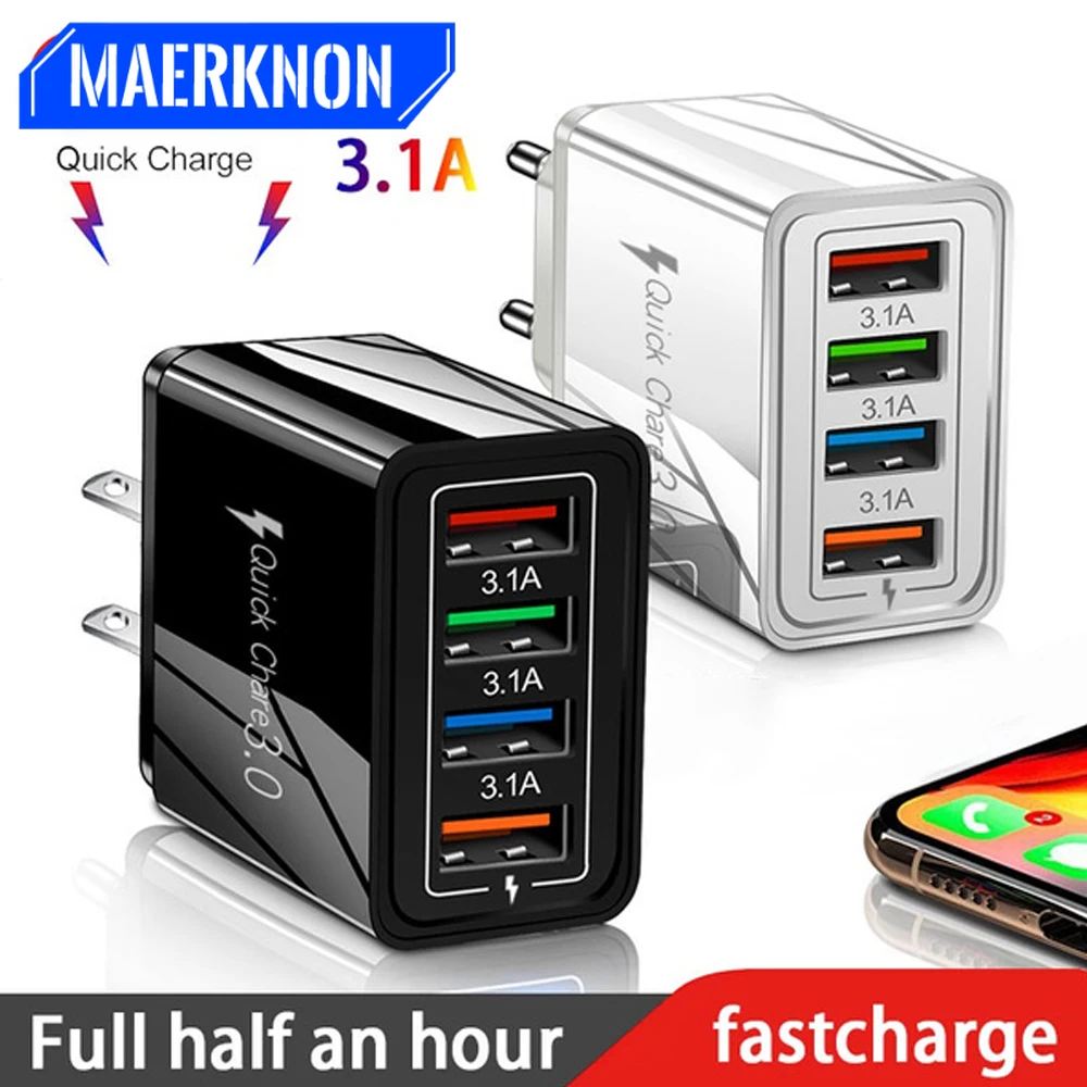 

USB Charger Quick Charge3.0 For iPhone 14 13 Pro Max Xiaomi Tablet Portable Wall Mobile Charger Fast Charger Phone Adapter QC3.0