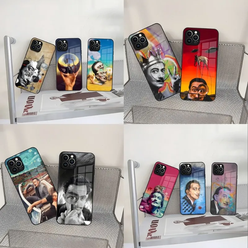 Custodia Per Cellulare Salvador Dali Art Per Iphone 15 14 13 12 11 Pro Max Mini X Xr Xs 8 7 Puls Vetro Temperato
