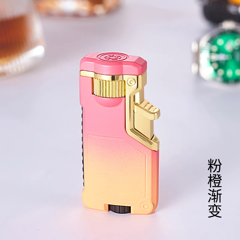 Creative Three Flame Butane Gas Lighter Metal Gradient Flame Switching Cool Windproof Torch Lighter Smoking Accessories Gadgets 6