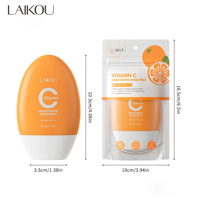 Facial Sunscreen LAIKOU Vitamin C Face Sunscreen Ultra SPF50 Body Anti-Shine Invisible Fluid Anti-Imperfection
