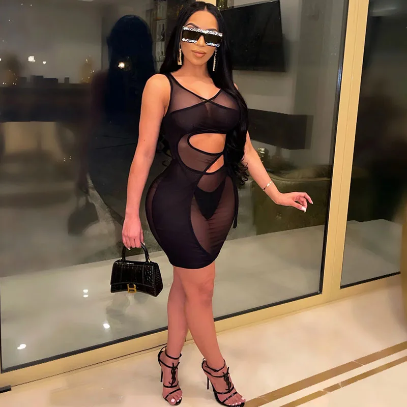 

Сексуальные сетчатые прозрачные бриллиантовые платья для женщин, вечерние полуночные элегантные летние Клубные платья со шнуровкой, облегающее мини-платье