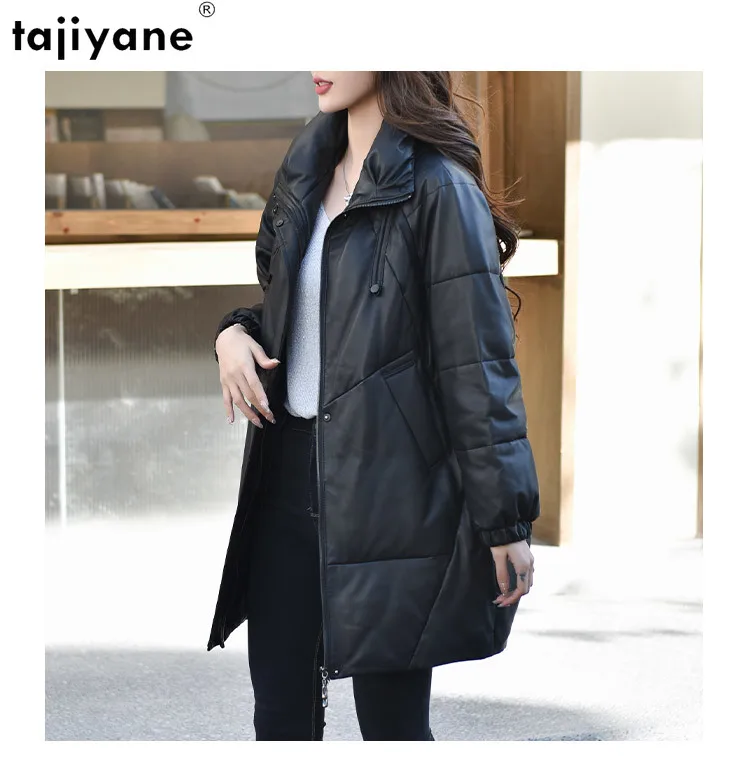 Real Sheepskin Leather Jackets Women 90% White Duck Down Coat Female Rex Rabbit  Fur Collar Women Jacket Cuero Genuino Zjt1741 - Genuine Leather - AliExpress