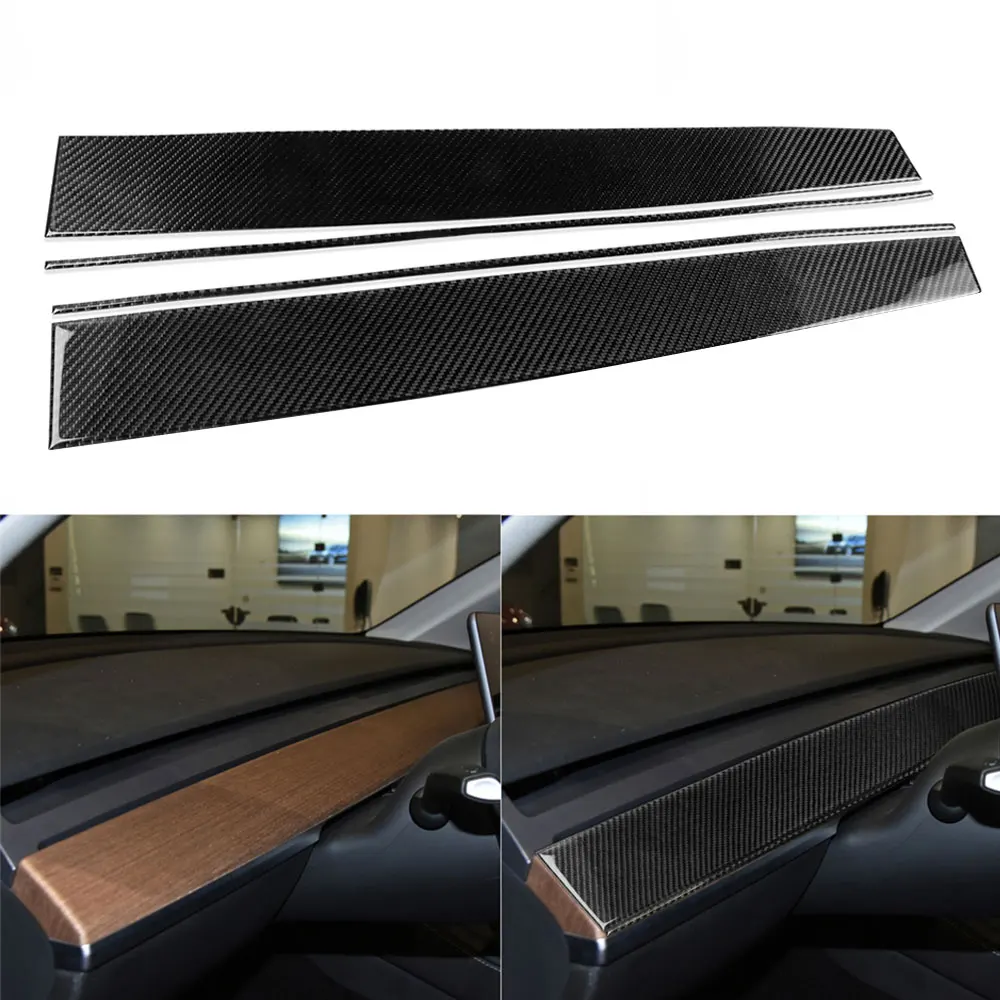 

For Tesla Model Y 2020+ Model 3 2017-2022 Carbon Fiber Dashboard Central Control Panel Decorative Strips Car Interior Sticker