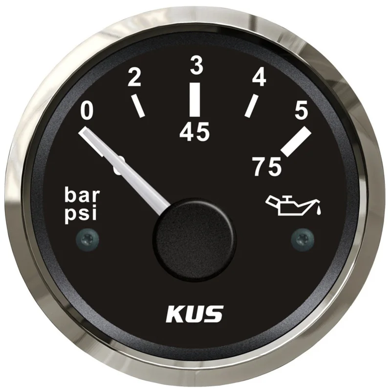 

KUS 52mm Oil Pressure Gauges 0-5Bar 12V/24V Waterproof Oil Pressure Meters 0-75psi for Automobile Ship Truck with Red Backlight