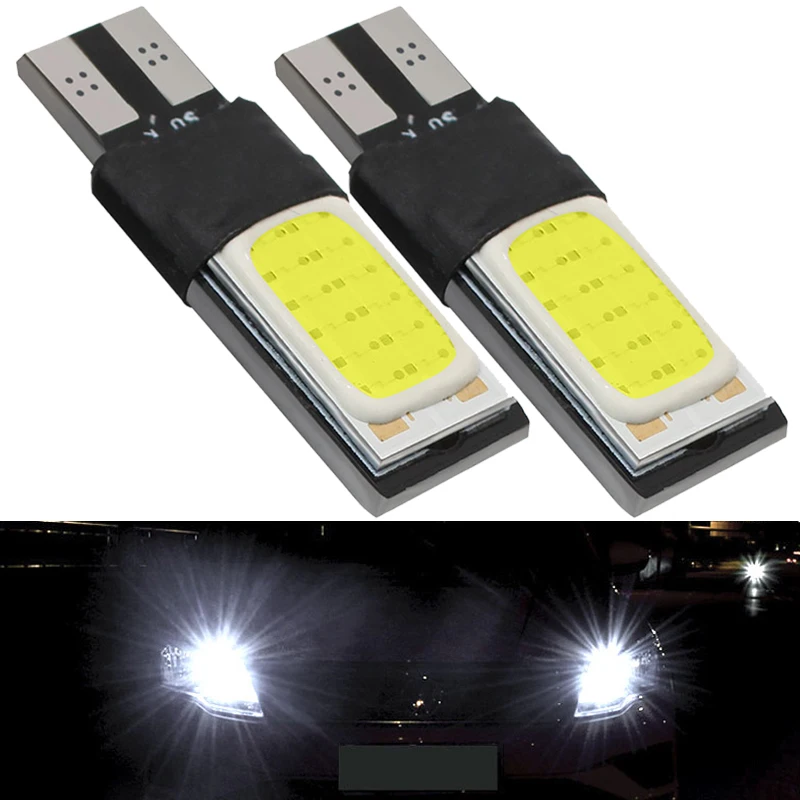 

2 PCS Car LED Bulb Canbus COB T10 W5W 194 12V 7500K White Auto Wedge Side Light Interior Trunk Domr Reading License Plate Lamps