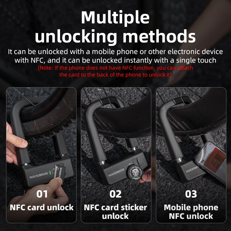 ROCKBROS 自転車スマートロック NFC U字ロック ¥13,000 ROCKBROS 自転車スマートロック NFC ロックアルミ合金高強度防水盗難