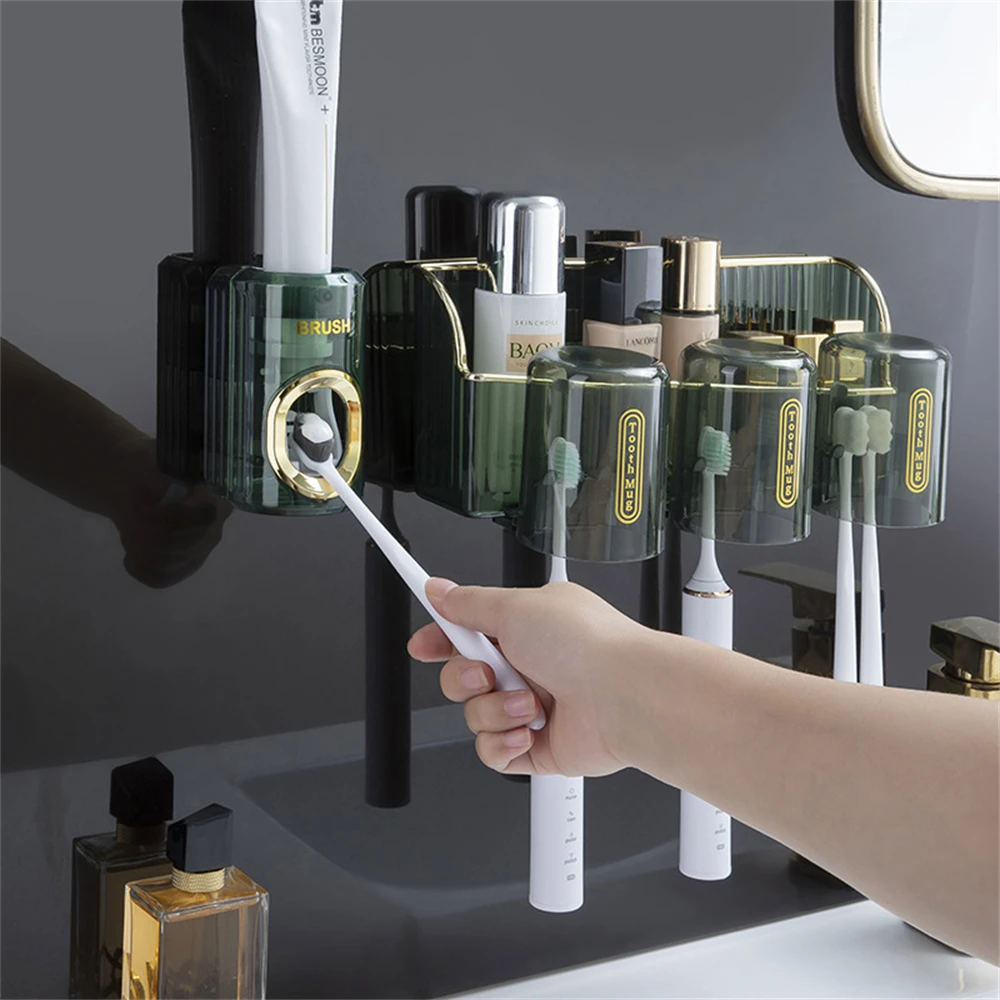 Automatic Wall Mounted Toothpaste Squeeze Adults&Children Transparent Toothpaste Dispenser Holder Household Bathroom Accessories 4