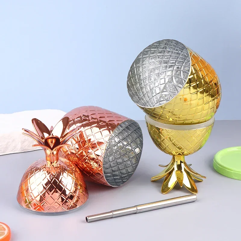 2025 New 500ML Pineapple Cups Tumbler Plastic Cocktail Drinking Winebowl Mugs Beer Pineapple Cups Bar Tools