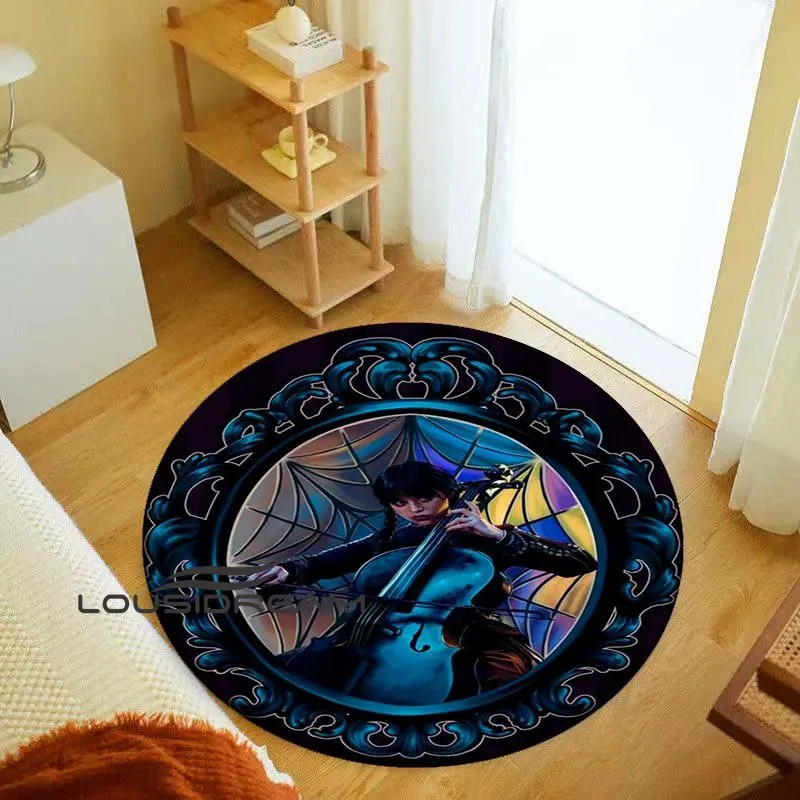 

Wednesday Addams American TV Series Round Carpet Living Room Sofa Large Carpet Memory Foam Bedroom Children's Carpet Yoga Mat