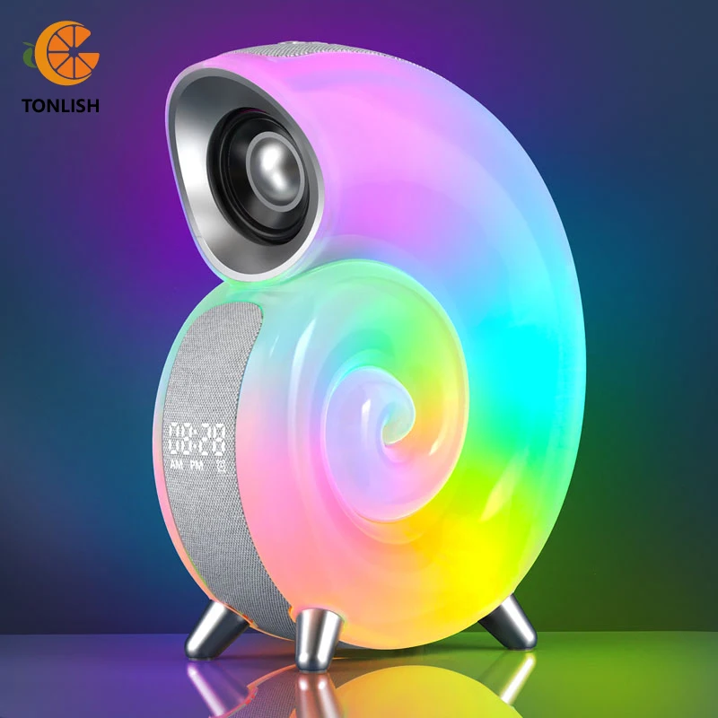 

TONLISH Conch Table Lamp Wireless Bluetooth Speaker APP Control Music Colorful Rhythm Lights Bass Soundbox Alarm Clock Subwoofer