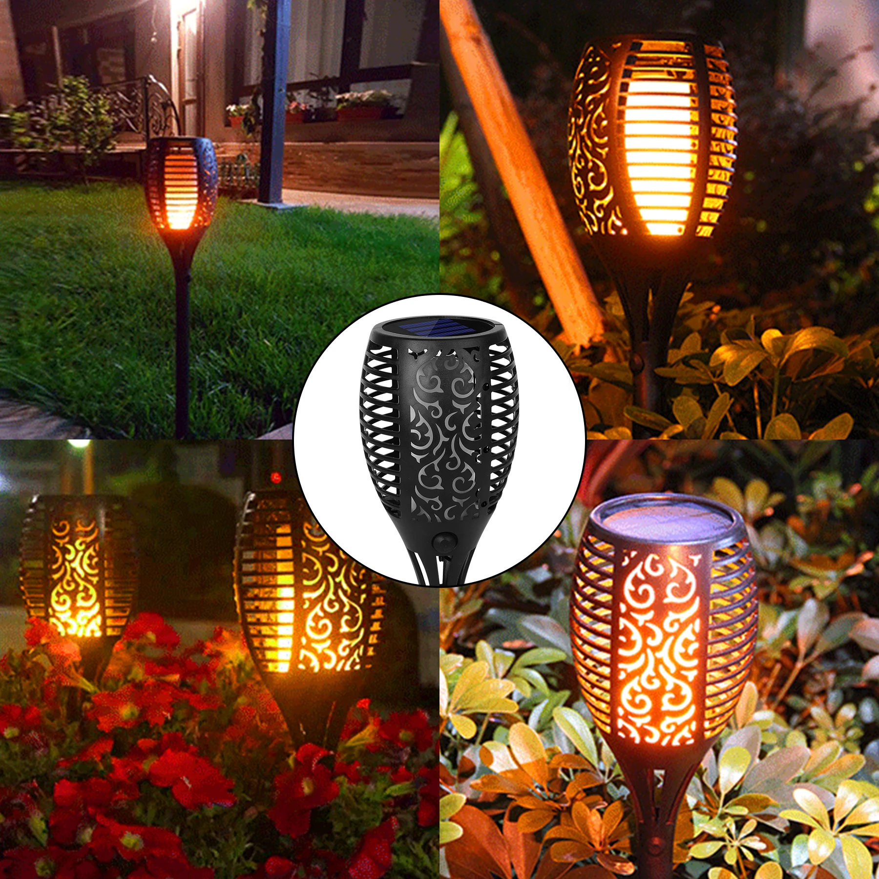 2/4/6/8/10Pcs LED Solar Flame Torch Lights Outdoor Waterproof Solar  Landscape Led Lawn Path Yard Patio Floor Lamps Garden Decor - AliExpress