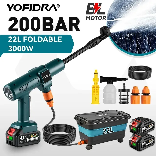 Pistolet de lavage haute pression sans balais YOFIDRA 200 bars, lave-auto électrique, pistolet d'arrosage de jardin, outils de nettoyage pour batteries Makita 1