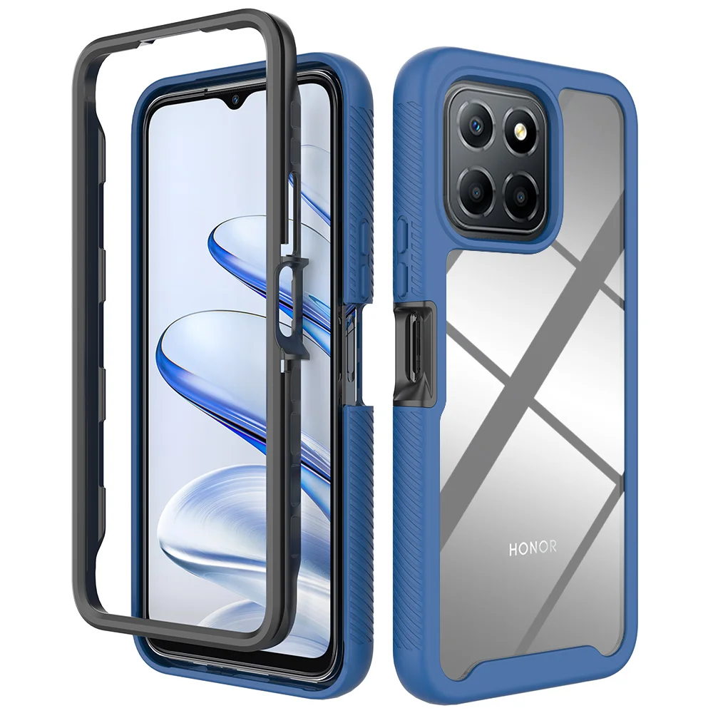 360-Degree Protection Armor Phone Case with Shockproof Clear Acrylic Back Cover