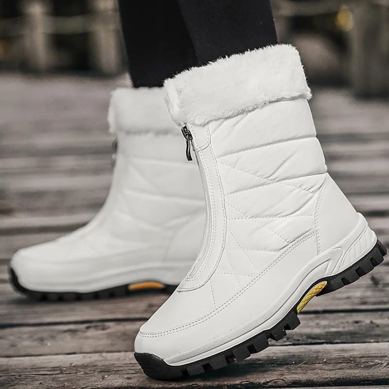 Snow Women Boots Platform Women Shoes Soft Keep Warm Boots Ladies Zipper Flat Fur Winter  Plus Size Shoes Woman  Botas Mujer