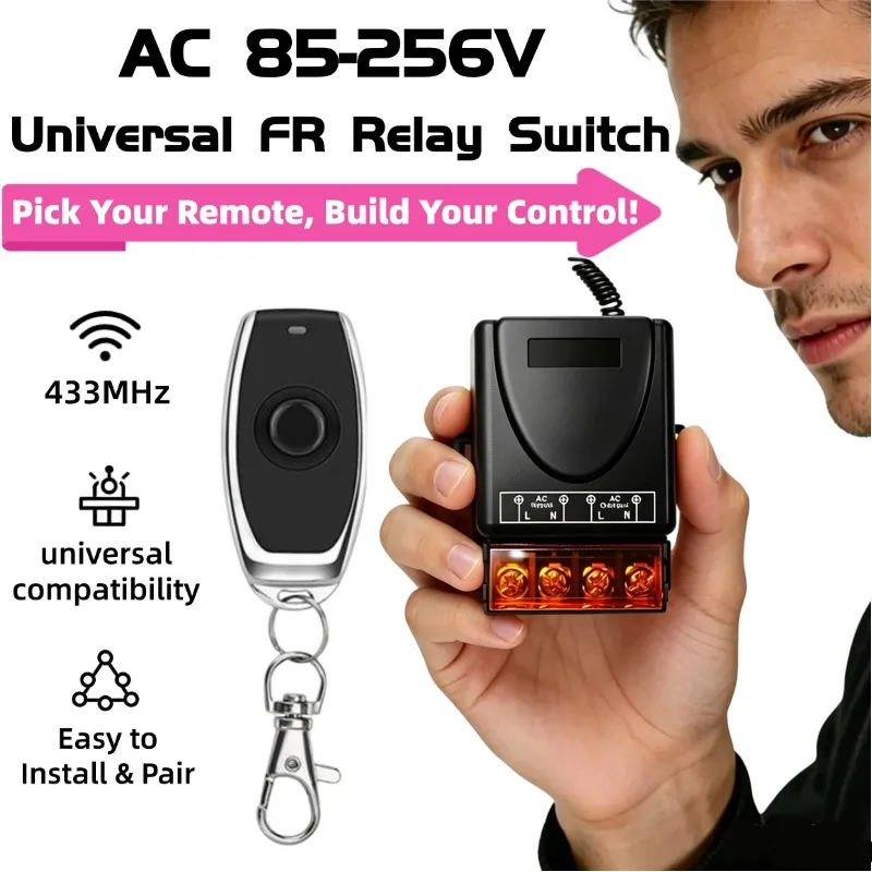 RF 433Mhz 무선 원격 제어 스위치 AC 110V 220V 230V 10A 릴레이 1채널 수신기 컨트롤러 및 1키 RF 433Mhz 송신기