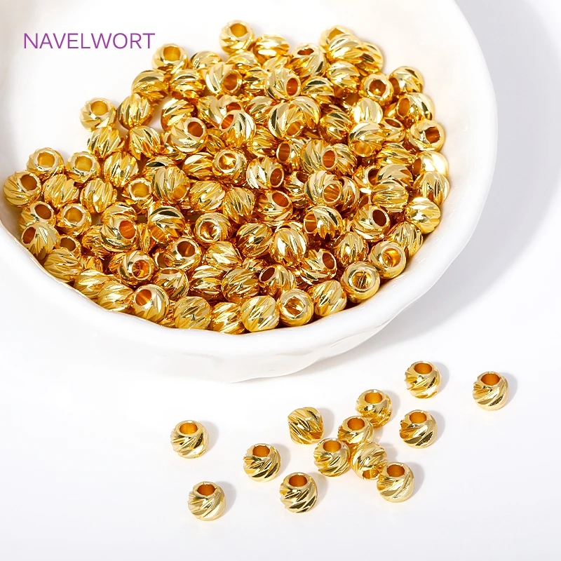 Spacer Beads Brass 2.5/3/4/5/6mm Round Stripe Beads for Needlework Jewelry DIY Accessories