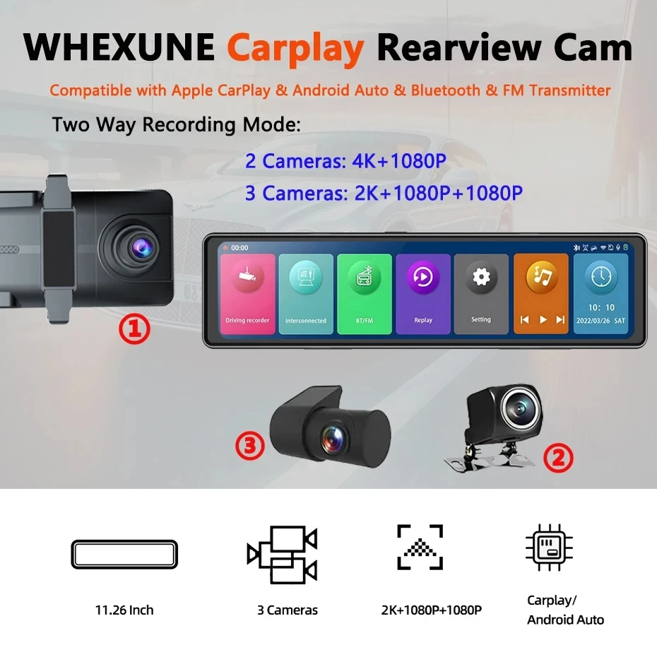  DVR  ķ ̷,  ȭ,  , ڵ  , GPS, 4K, 12 ġ, 3 ī޶