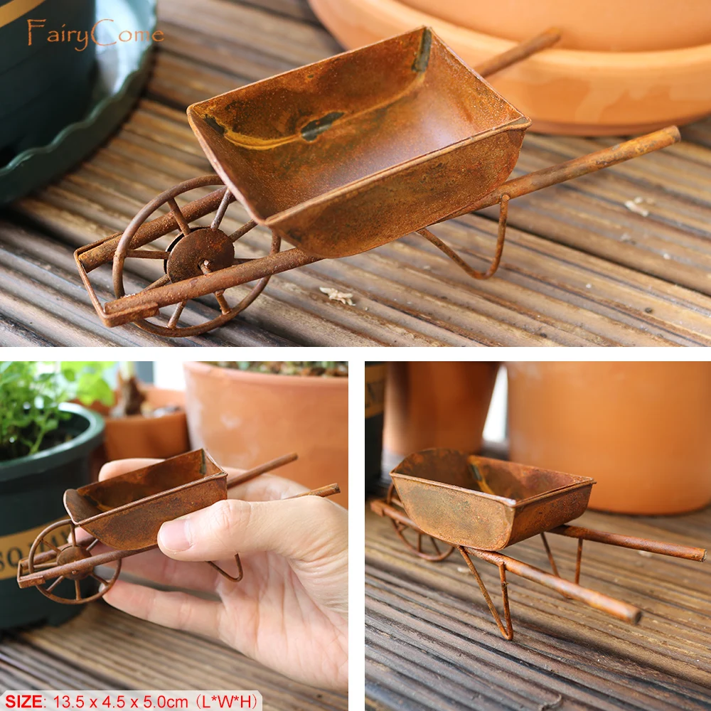 Rustic Vintage Miniature Fairy Garden Metal Decoration Set