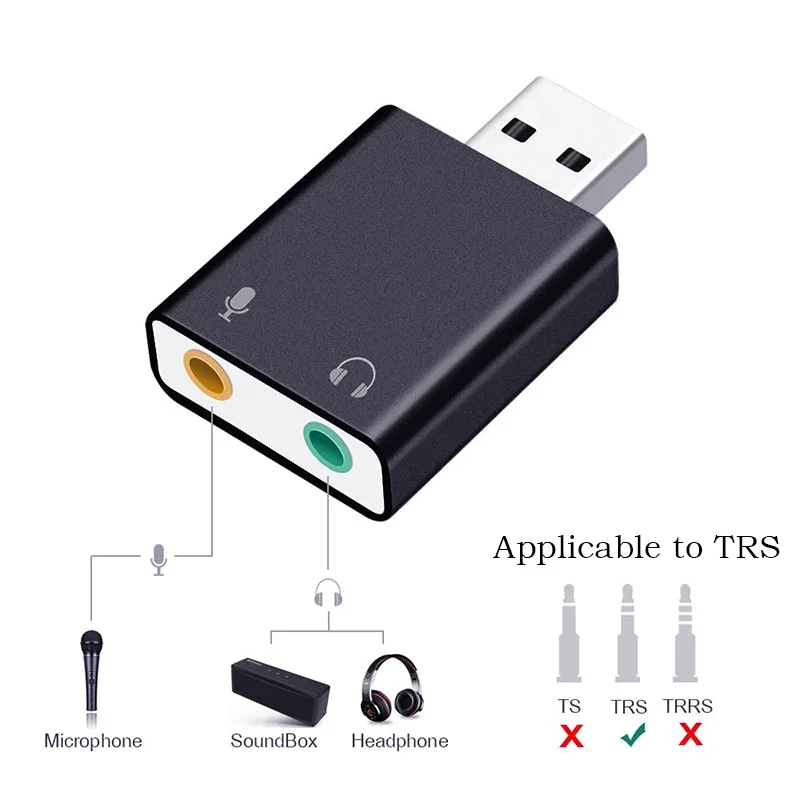 External USB sound card USB to 3.5mm jack audio converter microphone headphone virtual 7.1 channel adapter for PC computer laptop