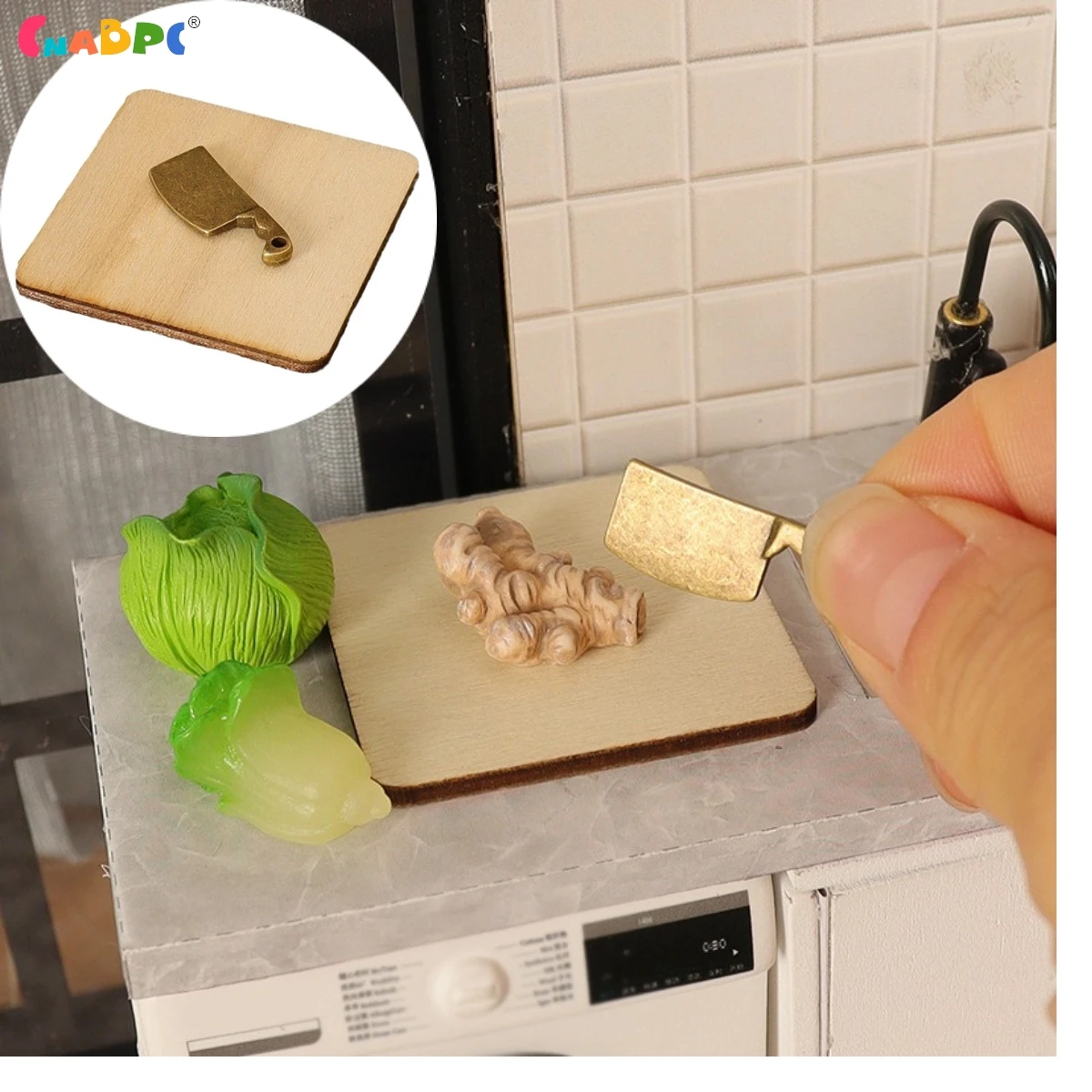 

1set 1:12 Dollhouse Miniature Square Tray Tea Tray Chopping Board Model Mini Kitchen Knife For Doll House Decor Kitchenware Toy