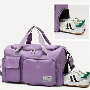 حقيبة رياضية للسفر من النايلون مع حجرة للأحذية، فصل جاف ورطب، جيوب منظمة، حقيبة رياضية للنساء/الرجال، أساسيات الطلاب