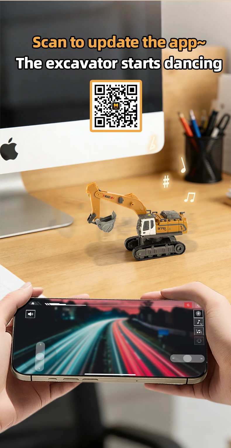 Teeggi 2,4G RC Legierung Gabelstapler Auto Mit Licht Musik APP Steuerung 1:64 mini Fernbedienung Lkw Auto Spielzeug für Kind Halloween Geschenk – Detail 18