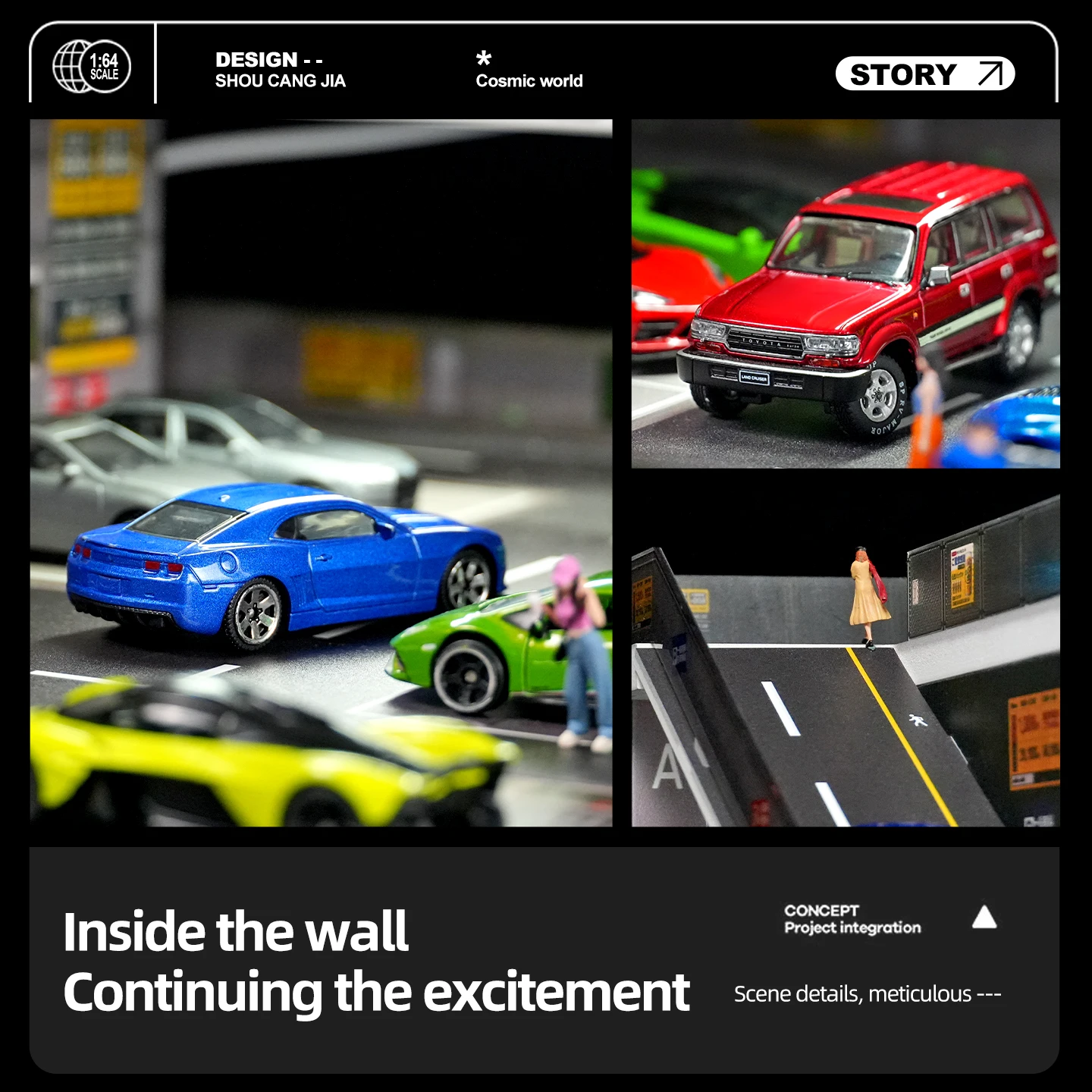 콜렉터 1:64 자동차 모형 주차장 장난감 자동차 모형 보관 랙 전시 캐비닛 어린이 자동차 모형 복제품 컬렉션