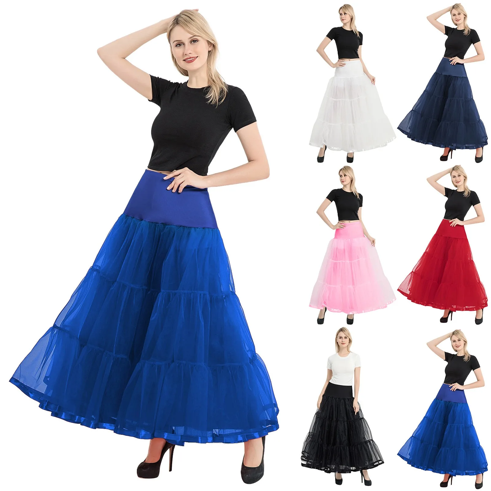 Women Long Skirts Women's Soft Puffy Tulle Petticoats Lolita Ballet