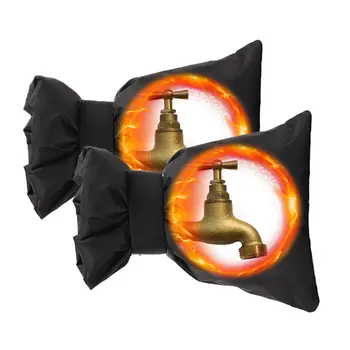 ผ้าคลุมก๊อกน้ํากลางแจ้งสําหรับการป้องกันการแช่แข็งในฤดูหนาว, ถุงเท้าผ้าคลุมฉนวนก๊อกน้ํา 2 แพ็ค, ผ้าคลุมเอี๊ยมท่อสําหรับฤดูหนาว (15x20 ซม.) 1