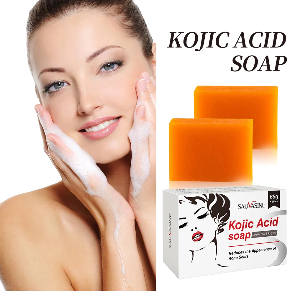 2Pcs Handmade Kojic Acid Soap Natural Mild Non-irritating Brightening Skin Exfoliator Body Face Cleansing Whitening Soap 5