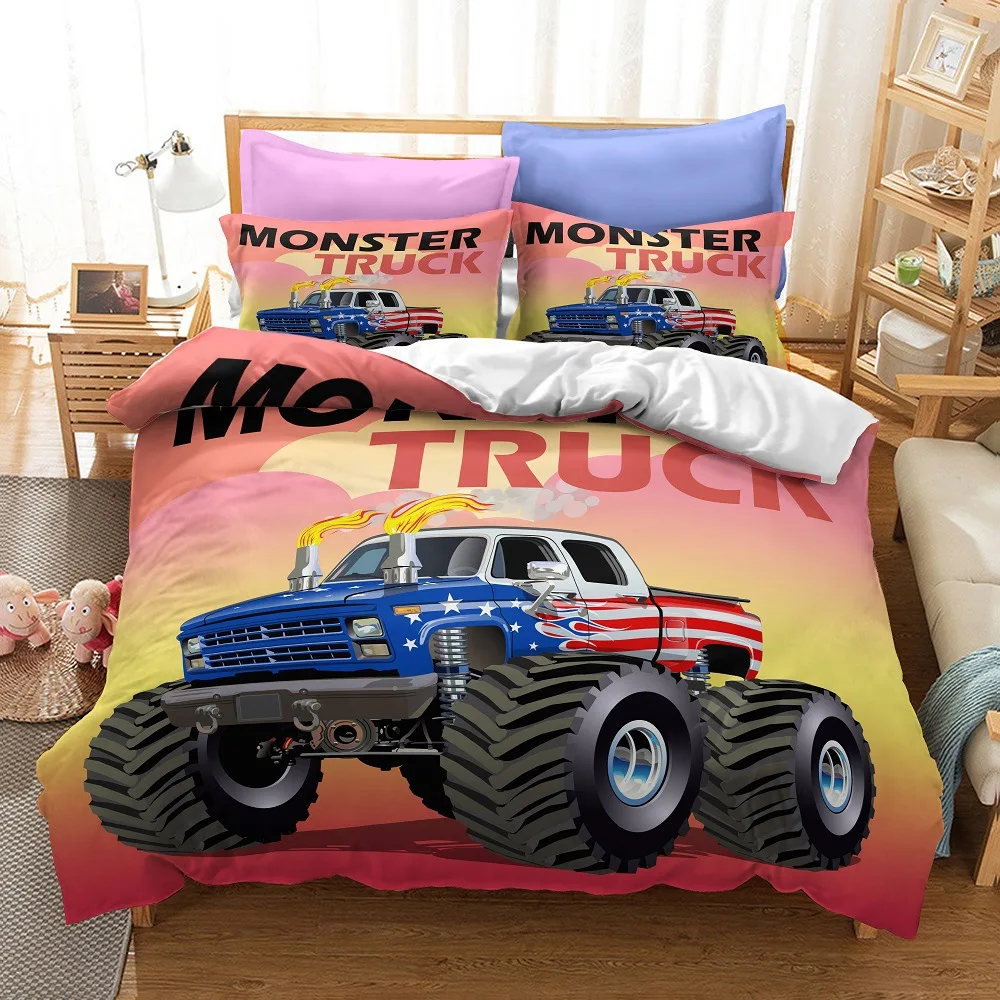 

Cool Monster Truck Style Bedding Set Soft Comforter 3D Cover Bedspreads For Bed Comefortable Cover Quilt With Pillowcase