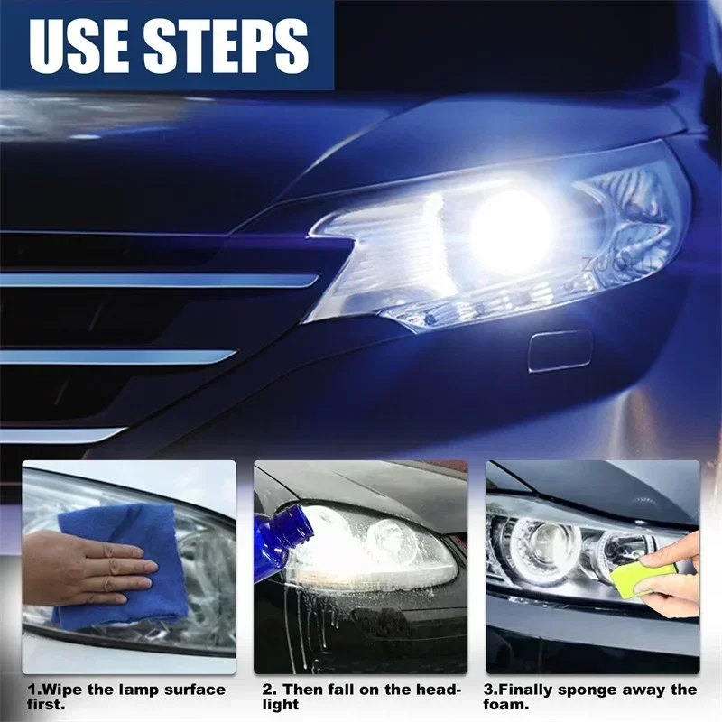 Protective coating being wiped on using Headlight Restoration Kit.
