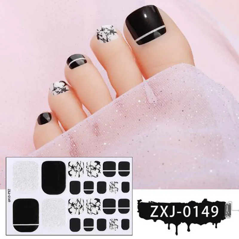 New Toe Nail Stickers Summer Cute Self Adhesive Full Cover Foot Nail Art Decorations DIY Fake Nail Patch Tips Beauty Nail Decals