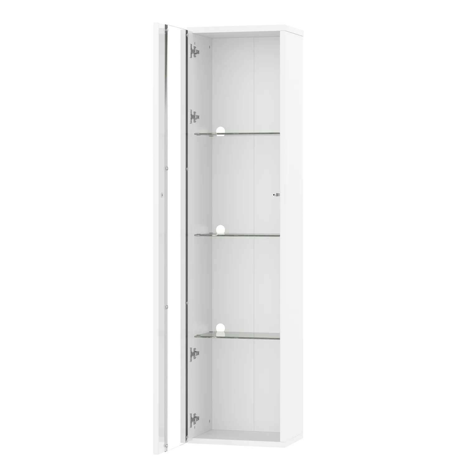 Multifunctional Display Case, Glass Partition, LED Multi-color, Remote Control/app Setting, Acrylic Plate, 40x29x170cm, White