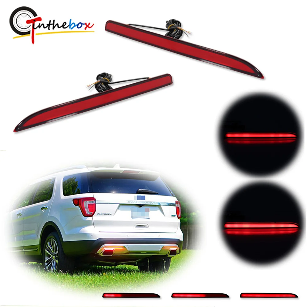 Red LED Car Rear Bumper Reflector Lights For Ford Explorer 2016-2019 ...