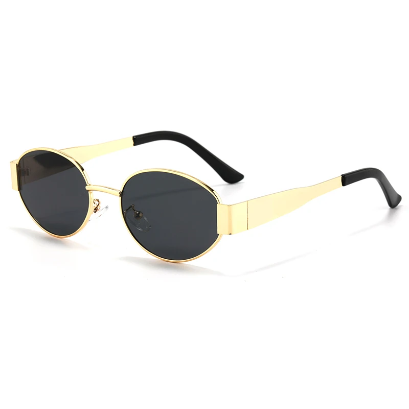 Metal Frame Sunglasses Small Oval For Women Men Designer UV400 Eyewear Vintage