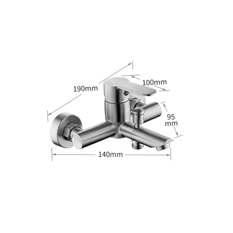 1PC Bathtub Faucet SUS 304 Stainless Steel Hot and Cold Water Mixer Two Holes Triple Sink Bathroom Tap Wall Mounted 5