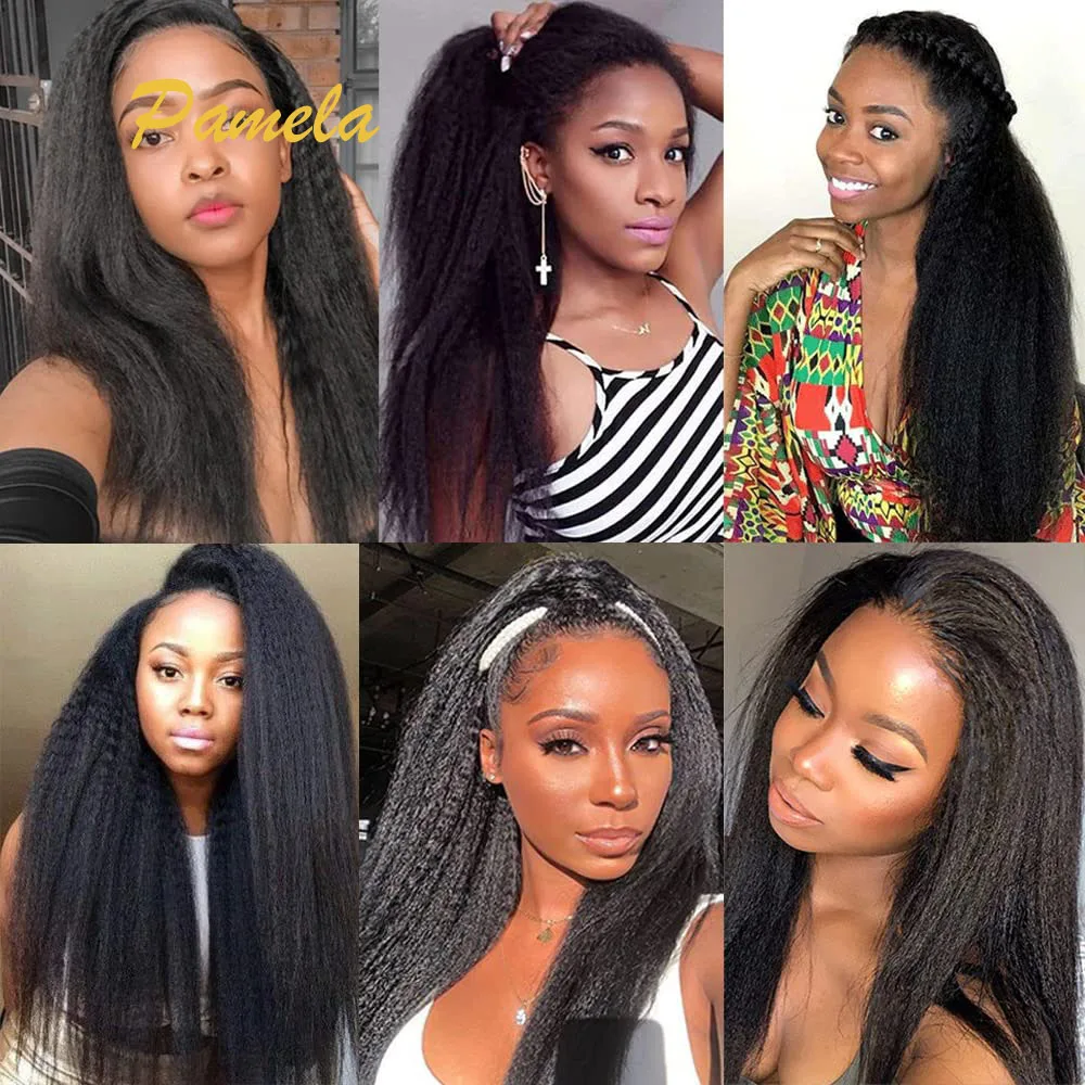 Kinky Straight Human Hair Bundles Brazilian Natural Color Yaki Straight Bundles Remy Virgin Hair Extensions Human Hair